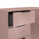 Fluted 4 Drawer Vanity in Kobe Pink - Ready Assembled