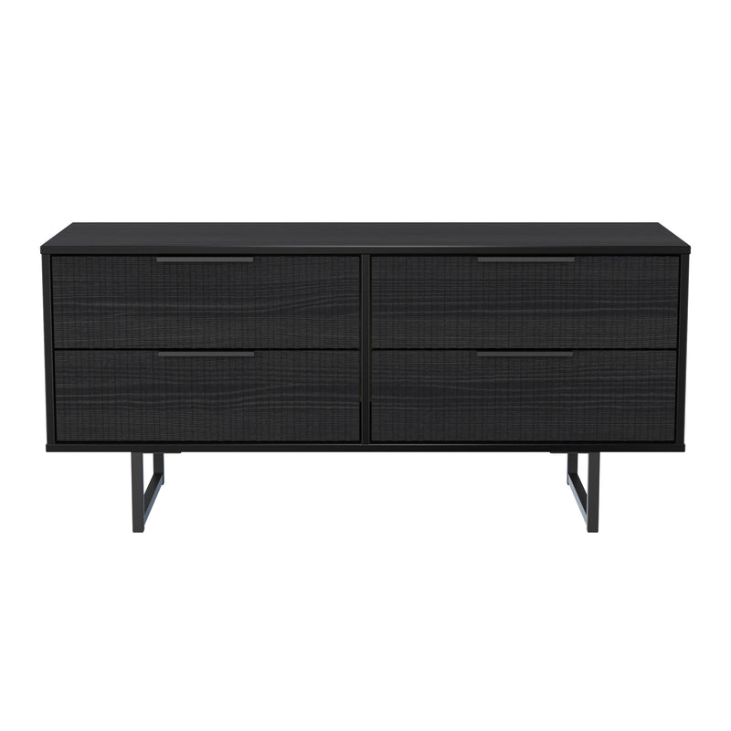 Fluted 4 Drawer Bedbox in Black Ash - Ready Assembled