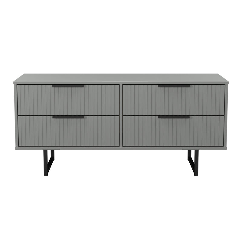 Fluted 4 Drawer Bedbox in Dusk Grey - Ready Assembled