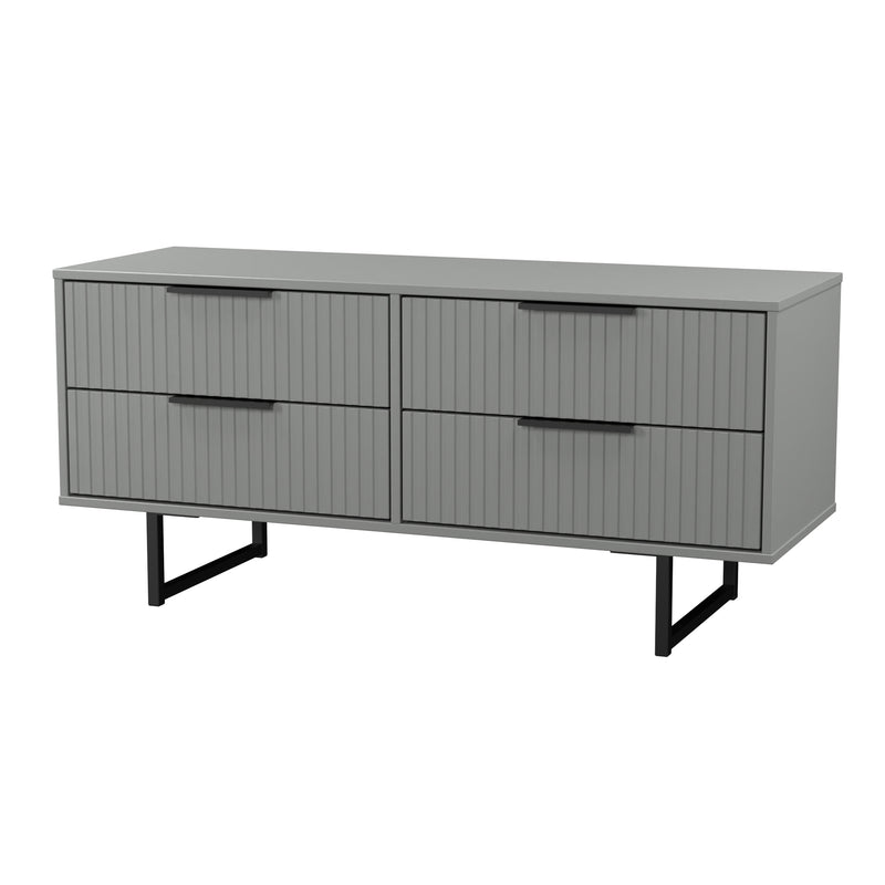 Fluted 4 Drawer Bedbox in Dusk Grey - Ready Assembled