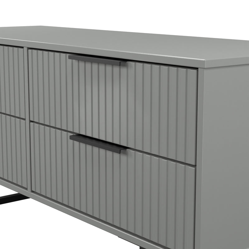 Fluted 4 Drawer Bedbox in Dusk Grey - Ready Assembled