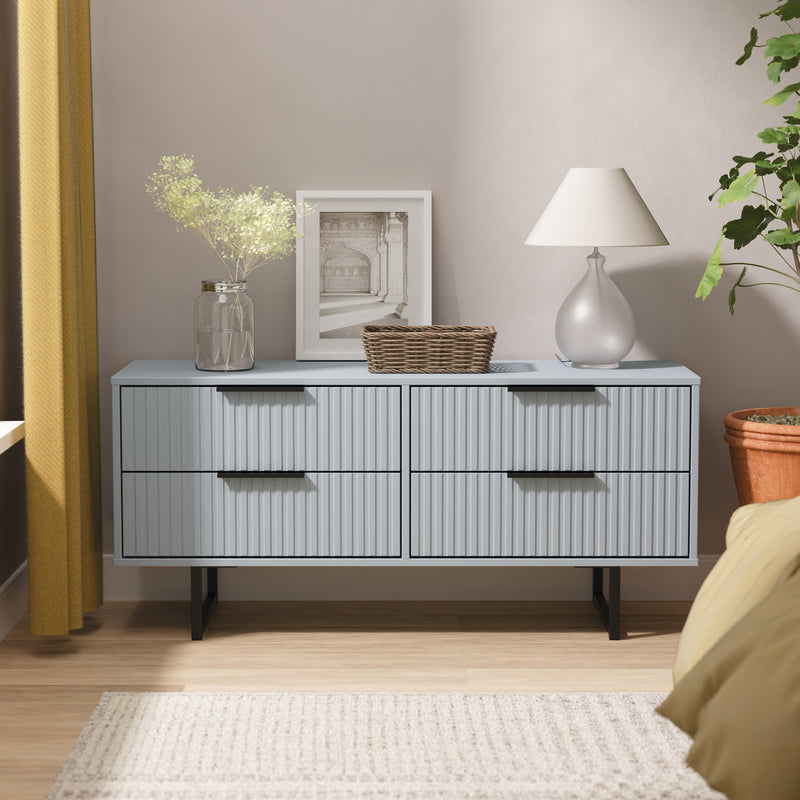 Fluted 4 Drawer Bedbox in Denim Blue - Ready Assembled