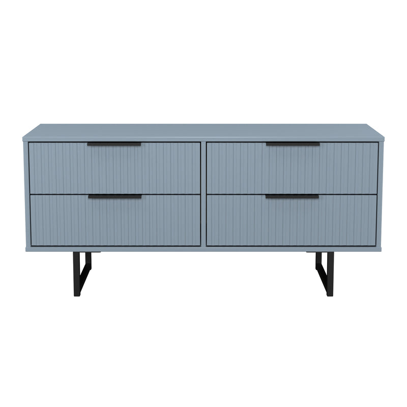 Fluted 4 Drawer Bedbox in Denim Blue - Ready Assembled