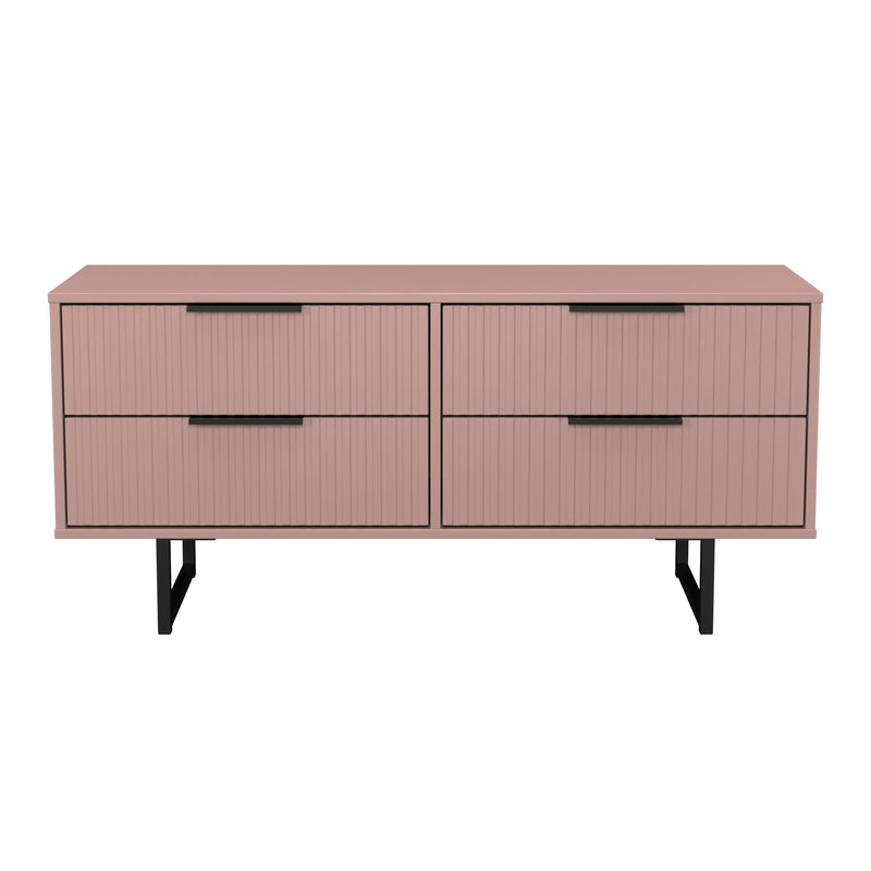 Fluted 4 Drawer Bedbox in Kobe Pink - Ready Assembled