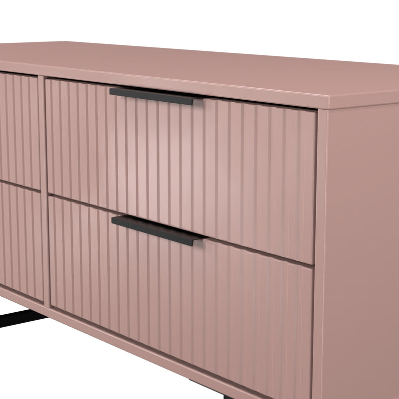 Fluted 4 Drawer Bedbox in Kobe Pink - Ready Assembled