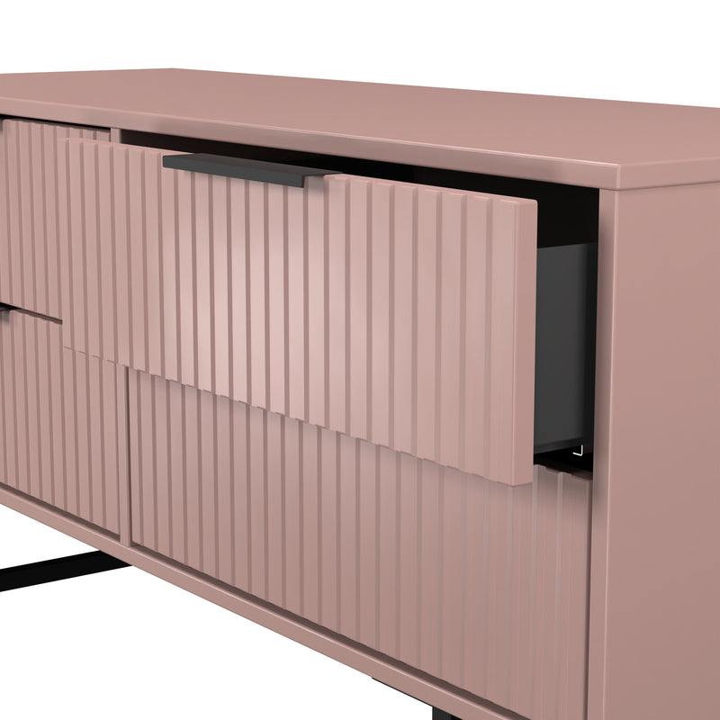Fluted 4 Drawer Bedbox in Kobe Pink - Ready Assembled