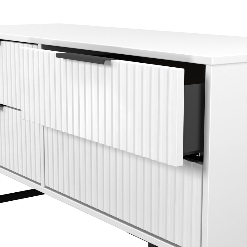 Fluted 4 Drawer Bedbox in White Matt - Ready Assembled