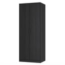 Fluted Double Wardrobe in Black Ash - Ready Assembled