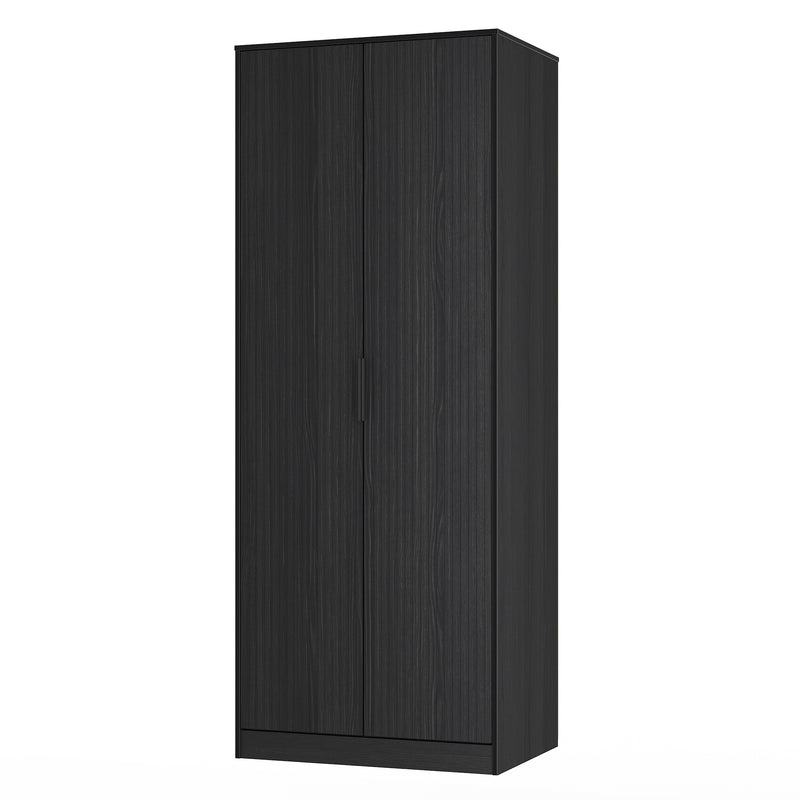 Fluted Double Wardrobe in Black Ash - Ready Assembled
