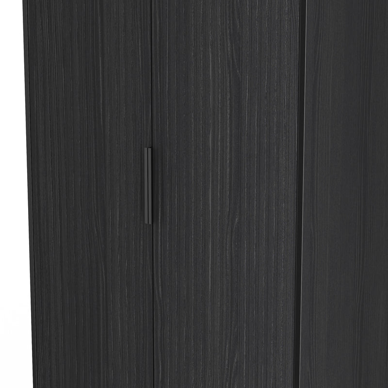 Fluted Double Wardrobe in Black Ash - Ready Assembled