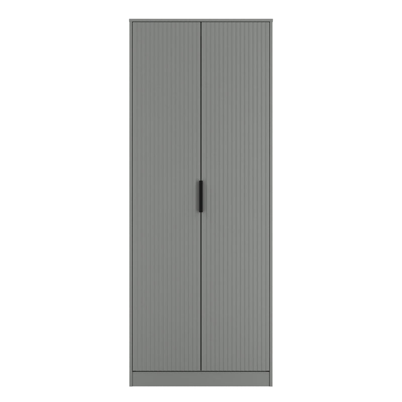 Fluted Double Wardrobe in Dusk Grey - Ready Assembled