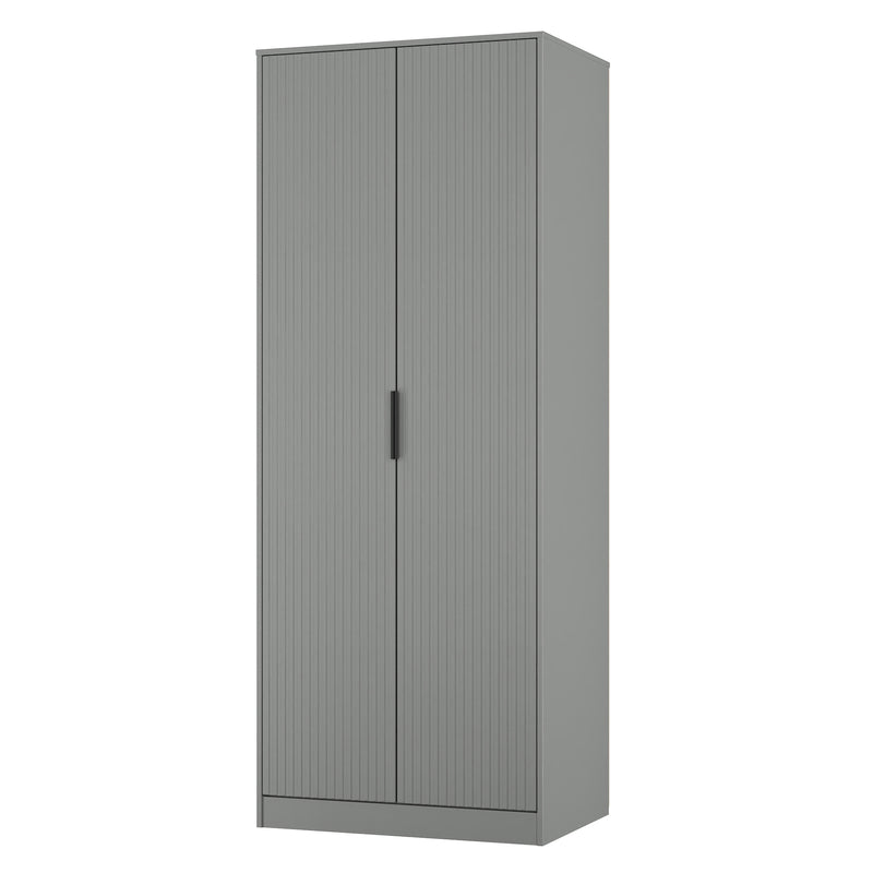 Fluted Double Wardrobe in Dusk Grey - Ready Assembled