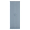 Fluted Double Wardrobe in Denim Blue - Ready Assembled