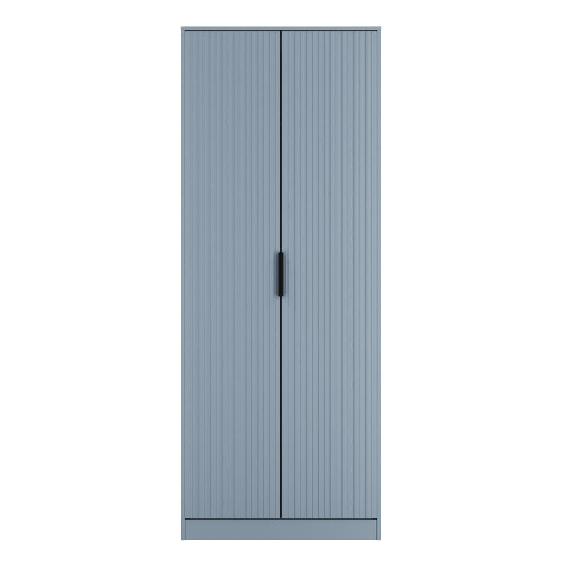 Fluted Double Wardrobe in Denim Blue - Ready Assembled
