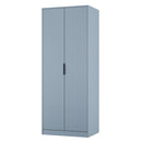 Fluted Double Wardrobe in Denim Blue - Ready Assembled