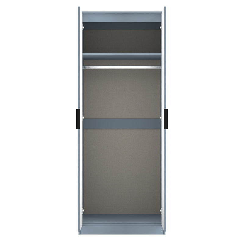 Fluted Double Wardrobe in Denim Blue - Ready Assembled
