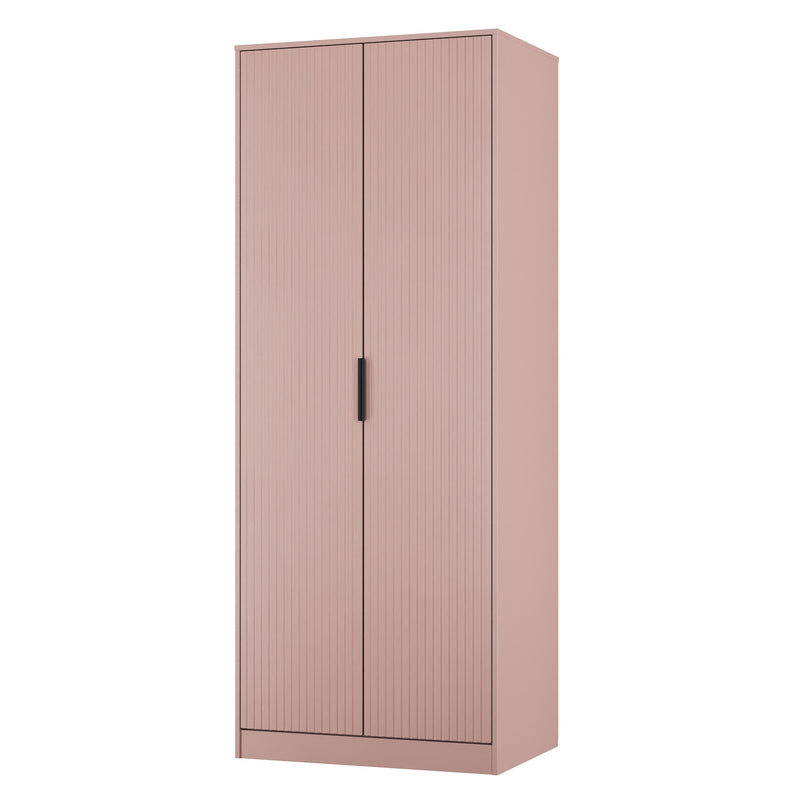 Fluted Double Wardrobe in Kobe Pink - Ready Assembled