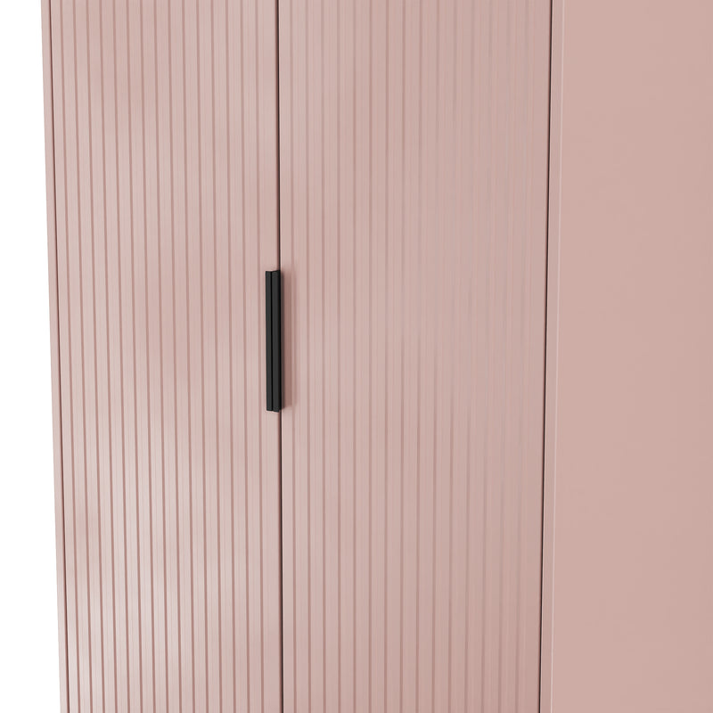 Fluted Double Wardrobe in Kobe Pink - Ready Assembled