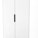 Fluted Double Wardrobe in White Matt - Ready Assembled