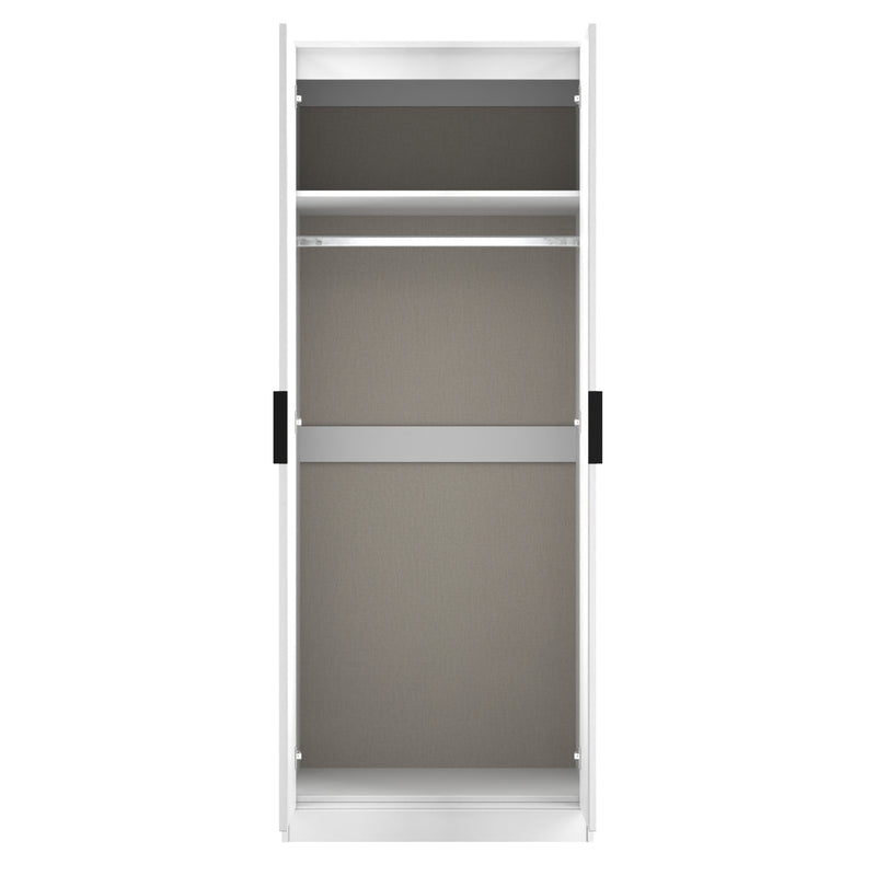 Fluted Double Wardrobe in White Matt - Ready Assembled
