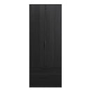 Fluted 2 Drawer Double Wardrobe in Black Ash - Ready Assembled