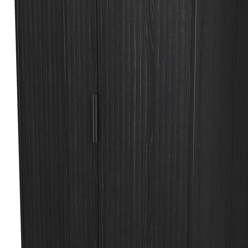 Fluted 2 Drawer Double Wardrobe in Black Ash - Ready Assembled