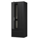 Fluted 2 Drawer Double Wardrobe in Black Ash - Ready Assembled