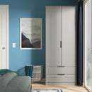 Fluted 2 Drawer Double Wardrobe in Dusk Grey - Ready Assembled