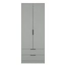 Fluted 2 Drawer Double Wardrobe in Dusk Grey - Ready Assembled