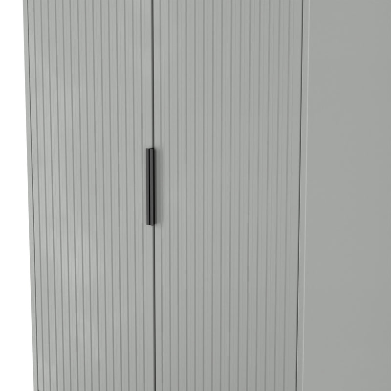 Fluted 2 Drawer Double Wardrobe in Dusk Grey - Ready Assembled