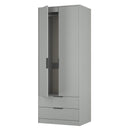Fluted 2 Drawer Double Wardrobe in Dusk Grey - Ready Assembled