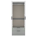 Fluted 2 Drawer Double Wardrobe in Dusk Grey - Ready Assembled