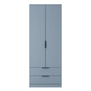 Fluted 2 Drawer Double Wardrobe in Denim Blue - Ready Assembled