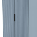 Fluted 2 Drawer Double Wardrobe in Denim Blue - Ready Assembled