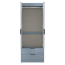 Fluted 2 Drawer Double Wardrobe in Denim Blue - Ready Assembled