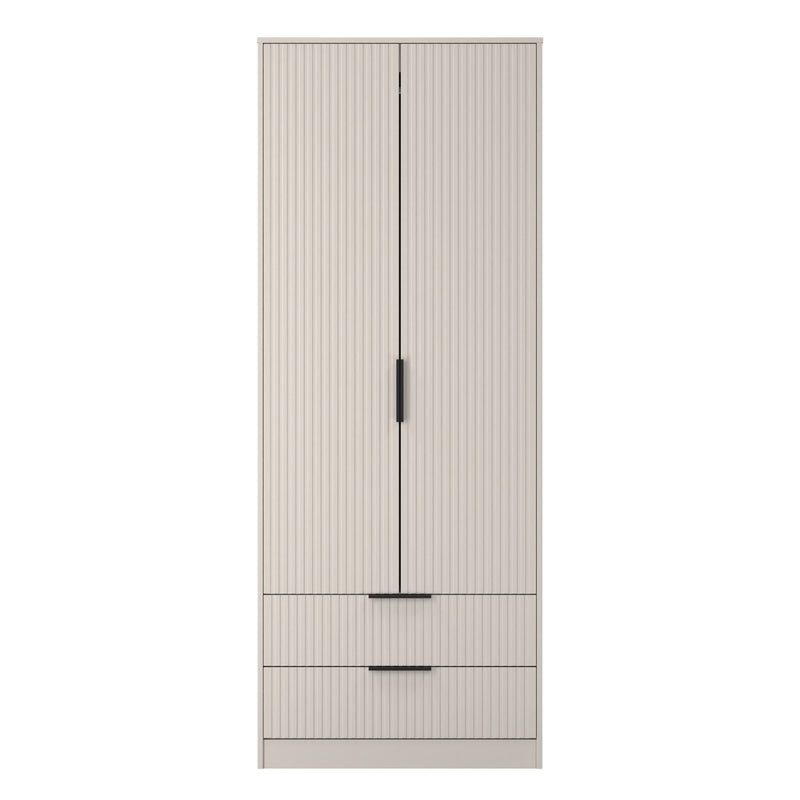 Fluted 2 Drawer Double Wardrobe in Kashmir Matt - Ready Assembled
