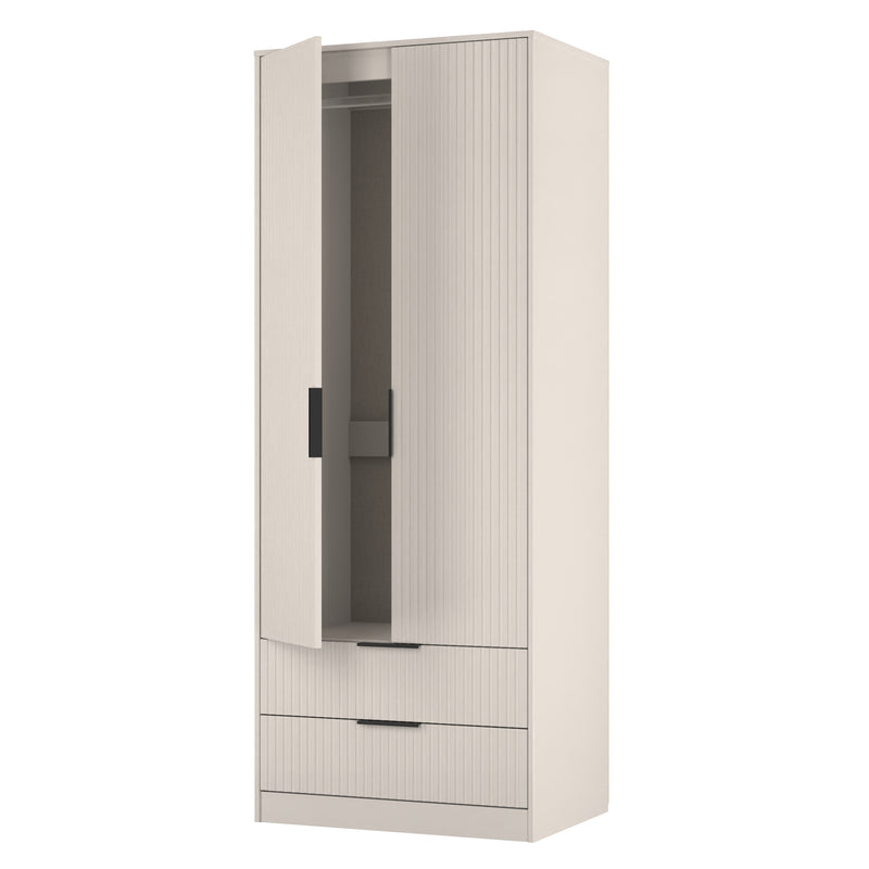 Fluted 2 Drawer Double Wardrobe in Kashmir Matt - Ready Assembled