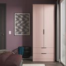 Fluted 2 Drawer Double Wardrobe in Kobe Pink - Ready Assembled