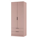 Fluted 2 Drawer Double Wardrobe in Kobe Pink - Ready Assembled
