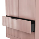 Fluted 2 Drawer Double Wardrobe in Kobe Pink - Ready Assembled