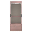 Fluted 2 Drawer Double Wardrobe in Kobe Pink - Ready Assembled