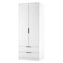 Fluted 2 Drawer Double Wardrobe in White Matt - Ready Assembled