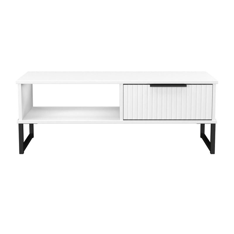 Fluted 1 Drawer Coffee Table in White Matt - Ready Assembled