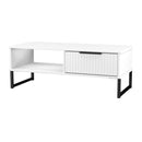 Fluted 1 Drawer Coffee Table in White Matt - Ready Assembled