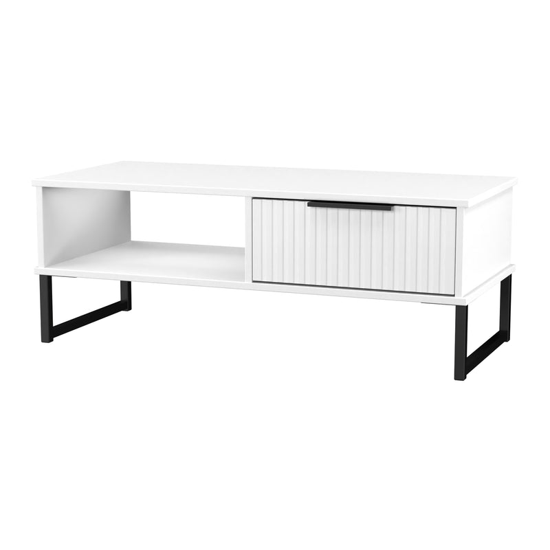 Fluted 1 Drawer Coffee Table in White Matt - Ready Assembled
