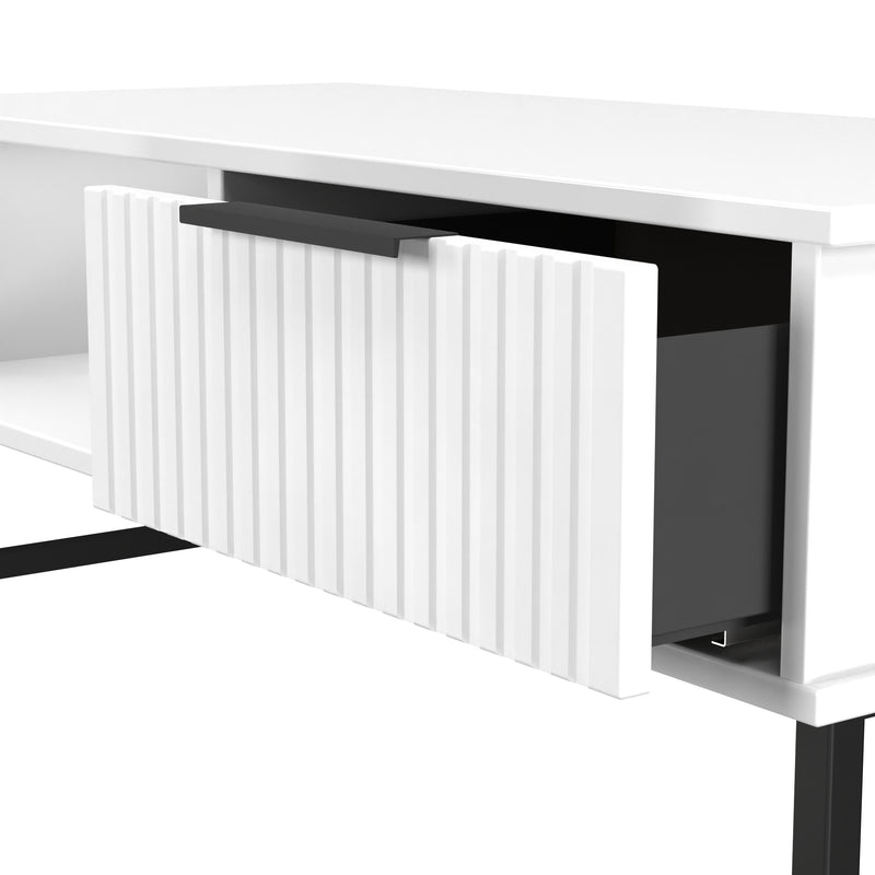 Fluted 1 Drawer Coffee Table in White Matt - Ready Assembled