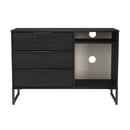 Fluted 3 Drawer TV Unit in Black Ash - Ready Assembled