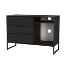 Fluted 3 Drawer TV Unit in Black Ash - Ready Assembled