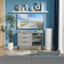 Fluted 3 Drawer TV Unit in Dusk Grey - Ready Assembled