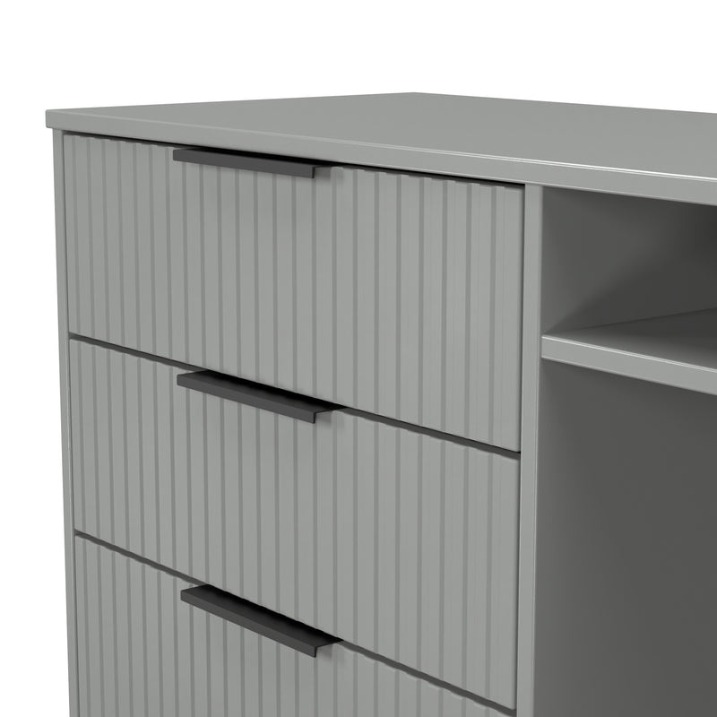Fluted 3 Drawer TV Unit in Dusk Grey - Ready Assembled